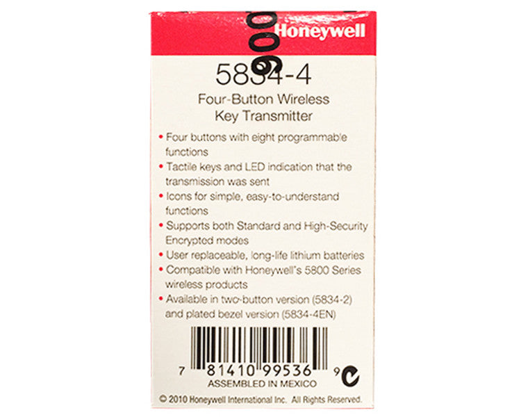 Honeywell 5834-4 Four Button Wireless Key Transmitter