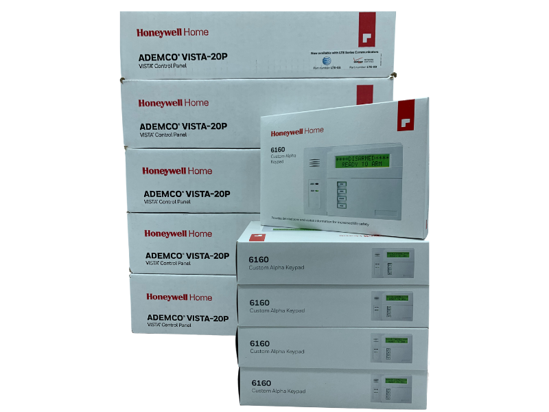 Five (5) Honeywell Home Vista-20P Panels Version 10.25 & Five (5) Honeywell 6160 Keypads