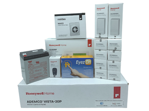 Honeywell Home Vista-20p, 6160RF, EVL4, Battery, Siren, (10) 5816WMWH, (1) 5800PIR-RES, (1) 5834-4 Keyfob